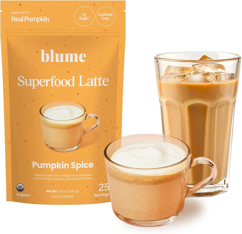 Blume مسحوق لاتيه بلوم بنكهة اليقطين - عضوي ونباتي - 25 حصة (125 جرام) - Image 1